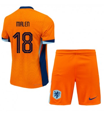 Netherlands Donyell Malen #18 Replica Home Stadium Kit for Kids Euro 2024 Short Sleeve (+ pants)